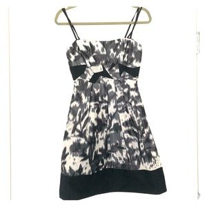 BCBG black/gray strapless silk dress